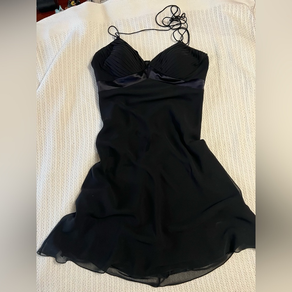 White House Black Market Satin Black Dress